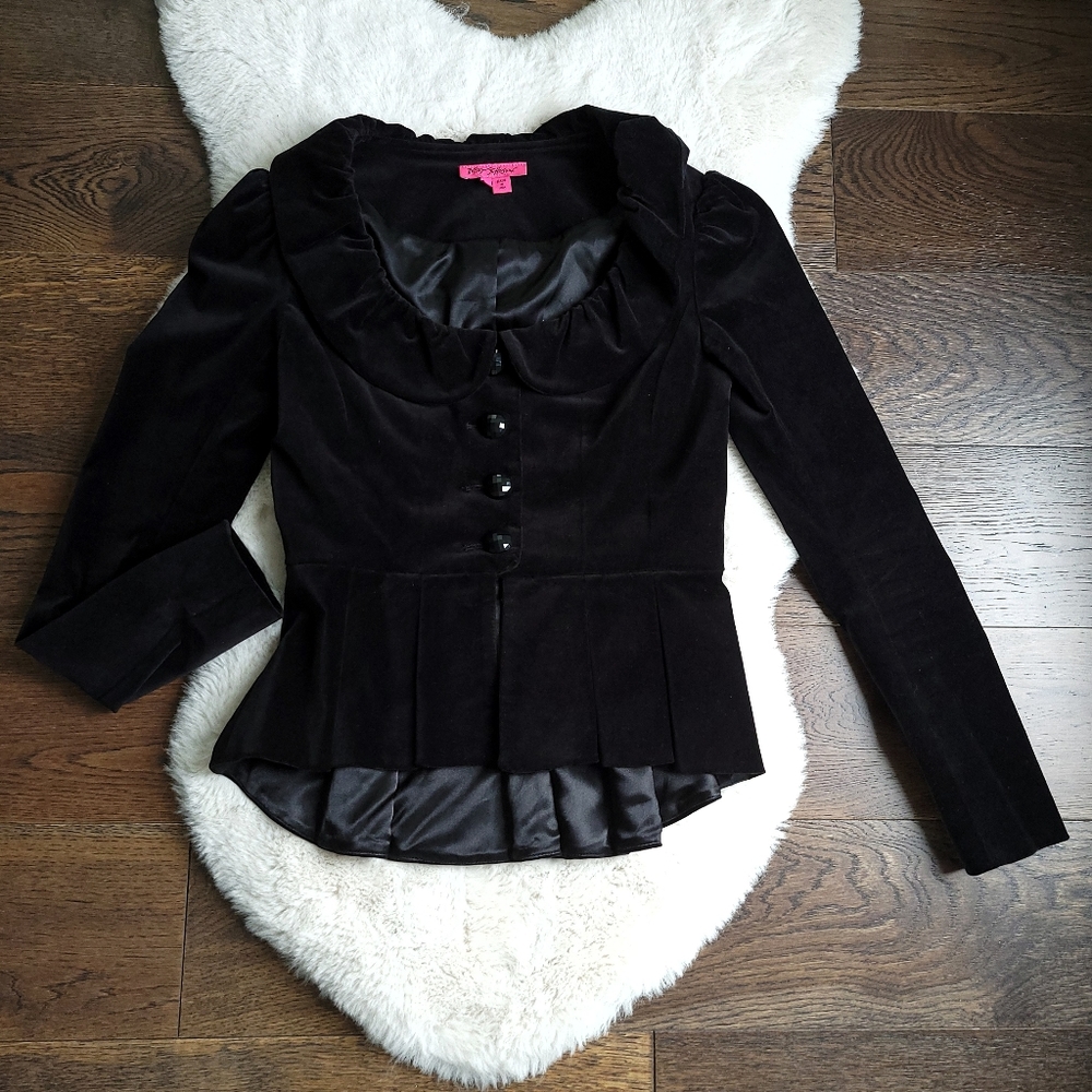 Vintage Betsey Johnson Velvet Puff Sleeve Blazer Jacket